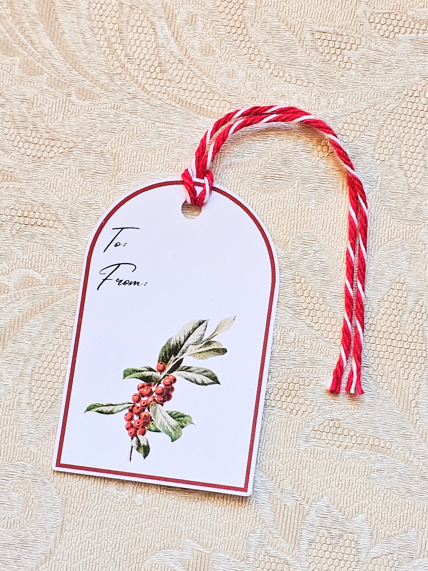 Christmas Holly Gift Tags | Set of 12 Holiday Tags