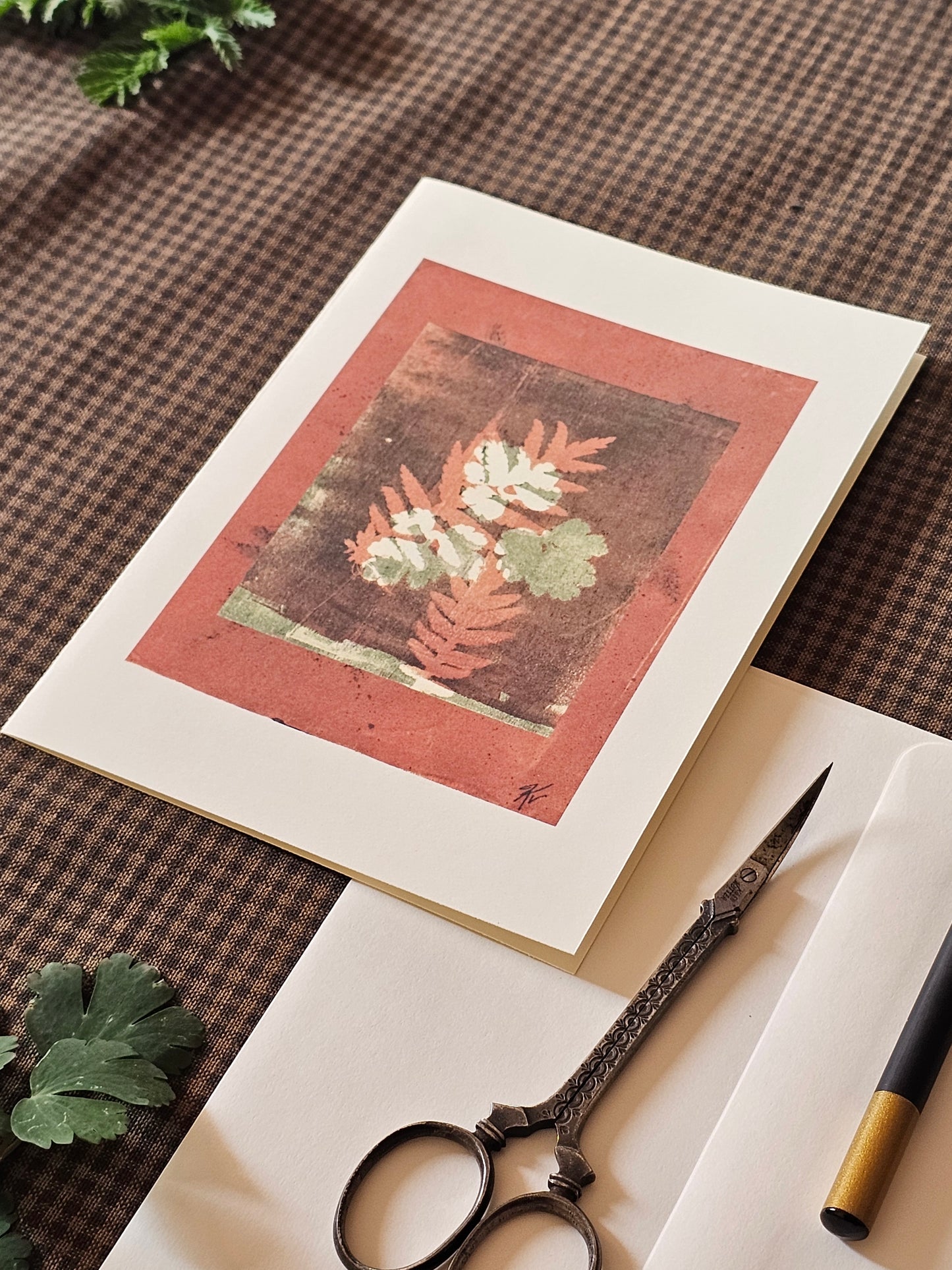 Botanical Art Print Greeting Card | "Shadows of Columbine and Tansy"