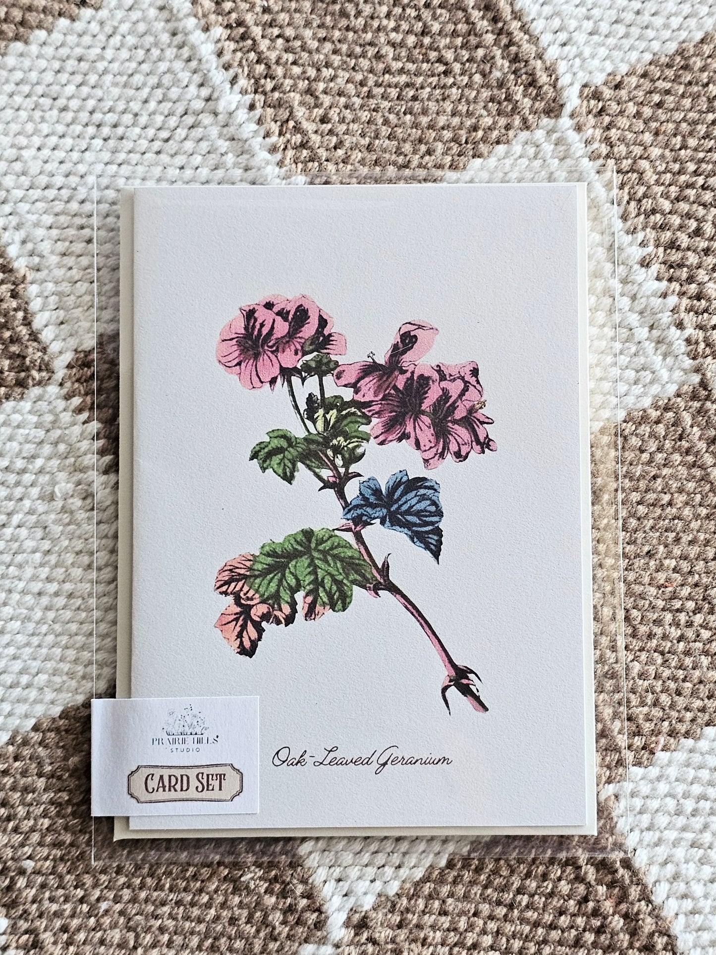 Handmade Geranium Greeting Card with Envelope
