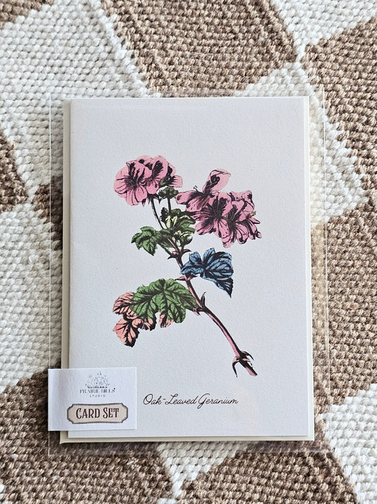 Handmade Geranium Greeting Card with Envelope