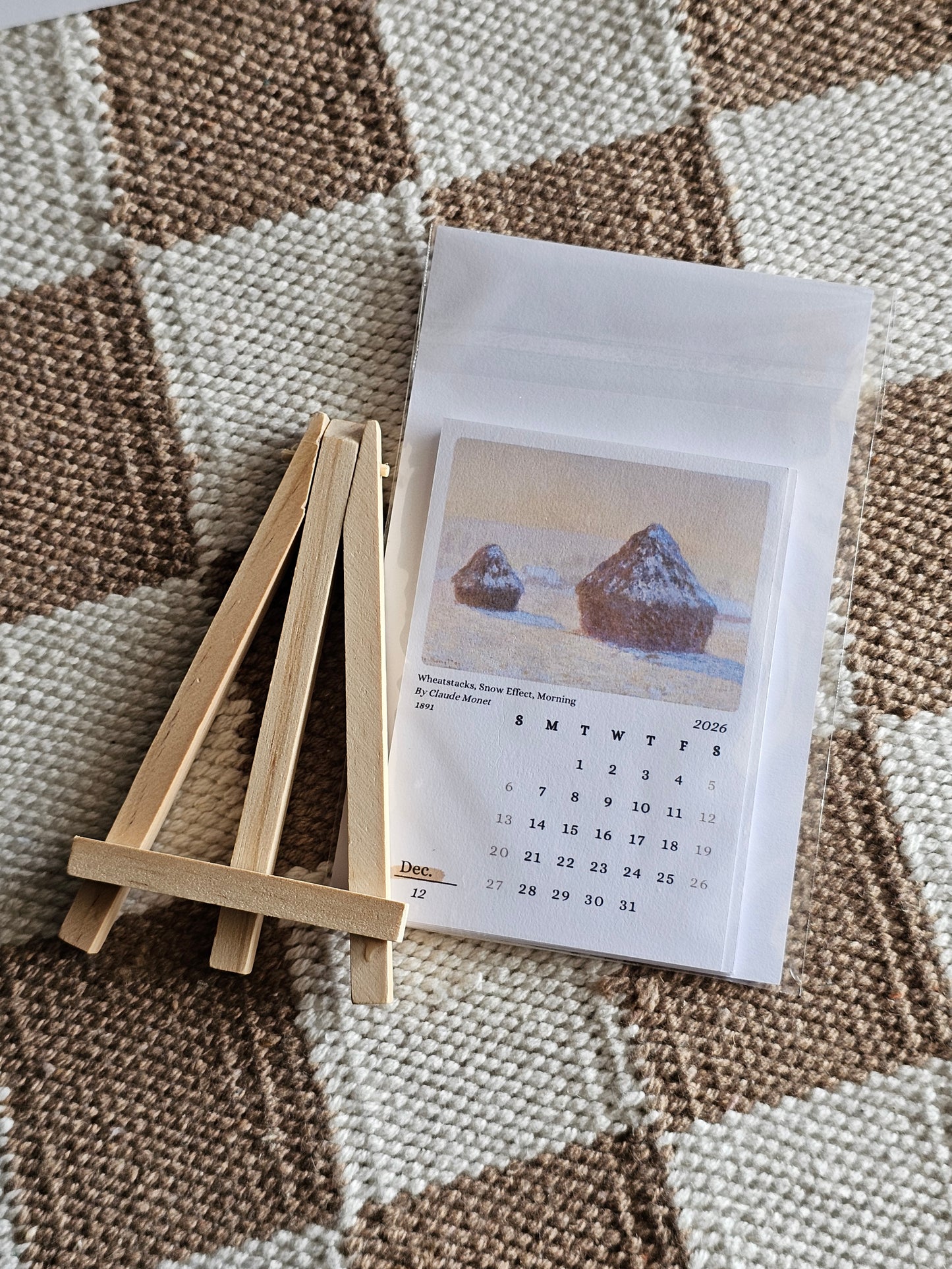Claude Monet 2026 Mini Desk Calendar & Display Easel | 12 Month Calendar