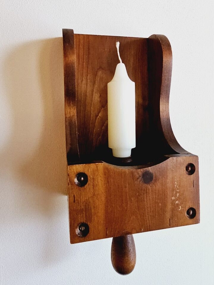 Vintage Wooden Scoop Candle Box