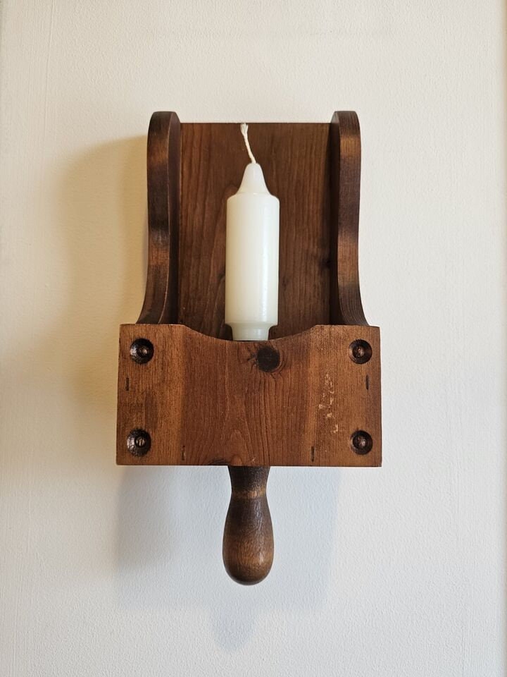 Vintage Wooden Scoop Candle Box