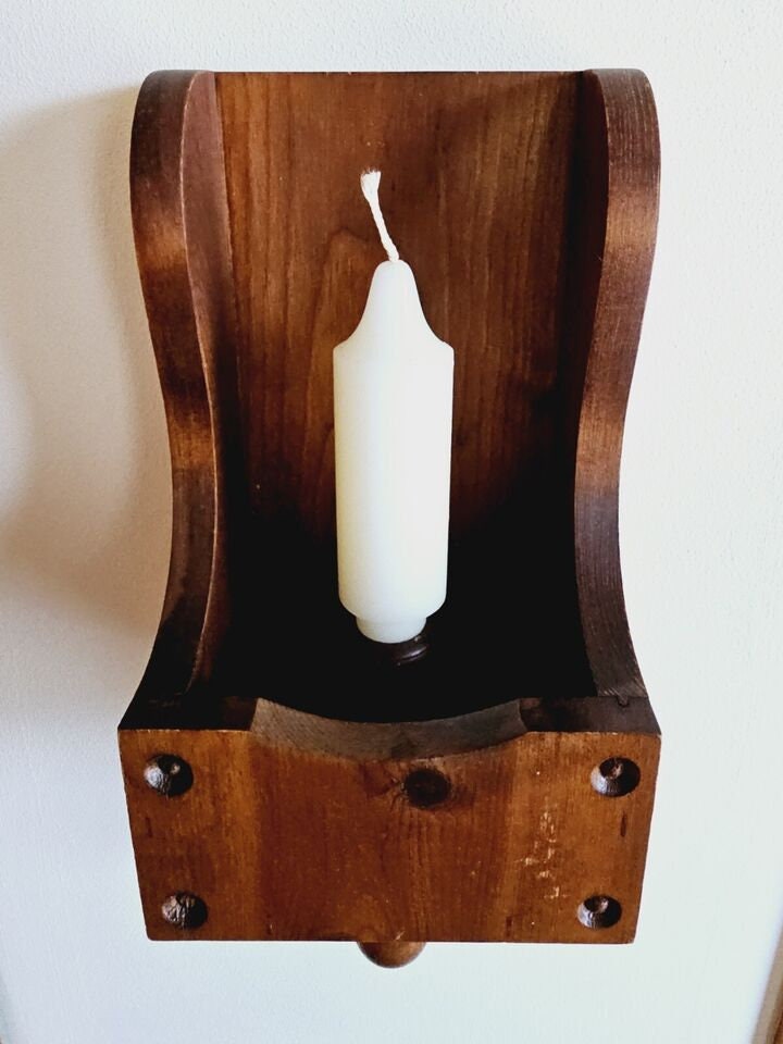 Vintage Wooden Scoop Candle Box