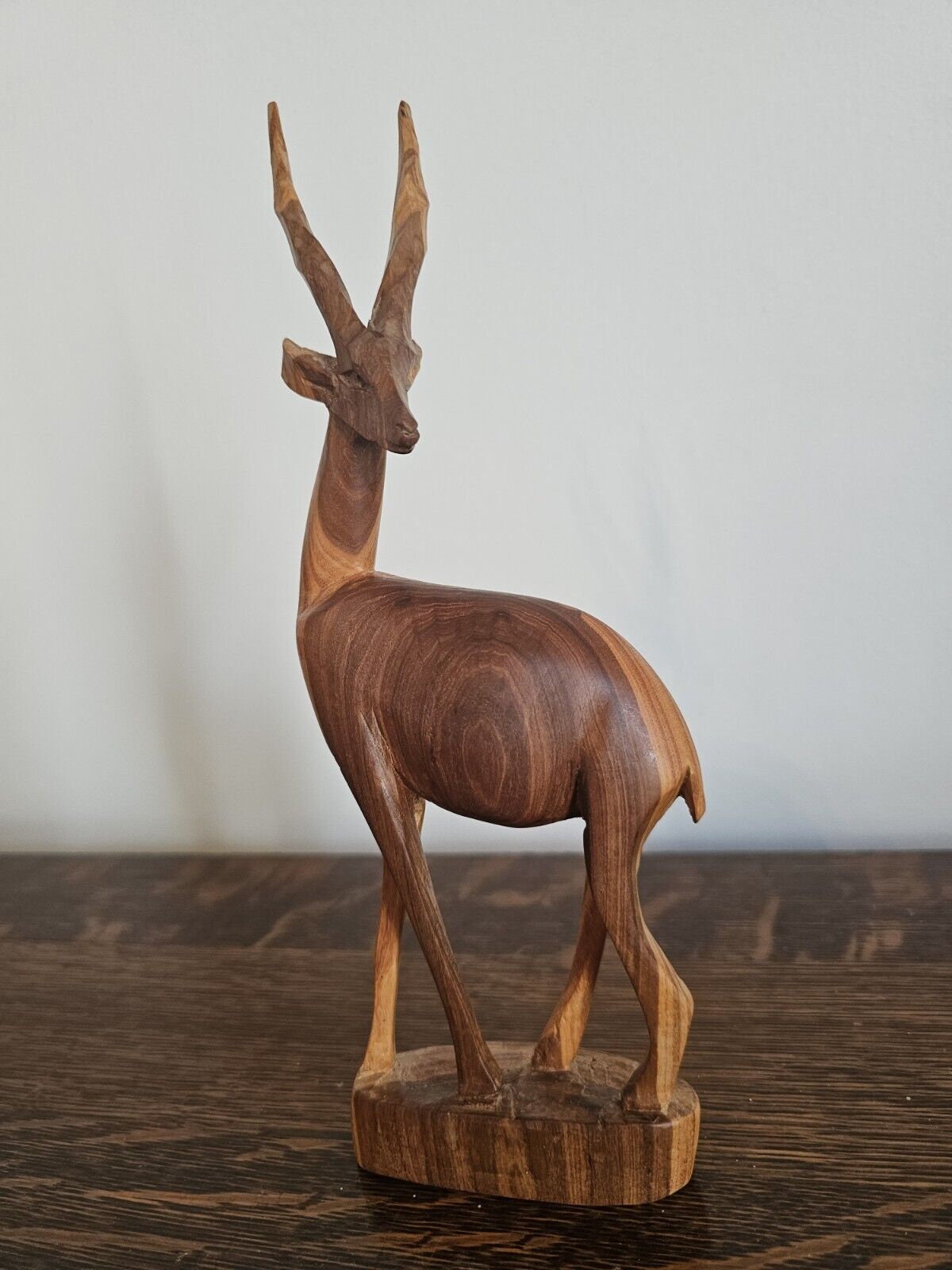 Vintage Teak Wood Gazelle Animal Sculpture